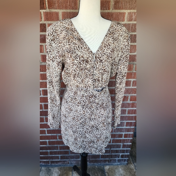 Zara Animal Print Wrap Dress Size M Brown/Cream (NWT) - Picture 10 of 16